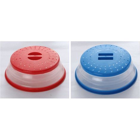 Cloche Micro Onde,2PCS Cloche Micro-Onde Pliable,Onde Passoire avec Trous de Vapeur pour Fruits Et Légumes, Couvercle Cloche Anti Vapeur et Fonction Passoire (1/4)