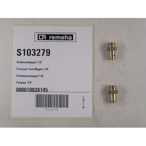 Remeha Niple de medición de presión 1/8 (2x) Incluye Loctit, S103279