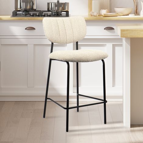 Tabouret de bar en tissu beige ANTO (lot de 2) (1/5)