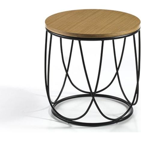 Mesa auxiliar Delia acabado roble, 42cm (diámetro) x 40 cm (alto) (1/2)