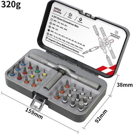 Ensemble Tournevis à Cliquet 24 en 1, Kit Multifonction T avec Clés et Embouts Acier Haute Dureté, Outils de Bricolage Polyvalents pour Réparations Domestiques-x