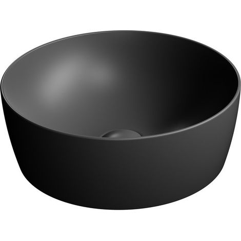 Vasque à poser NUBES en céramique dia 40cm, noir mat (1/2)