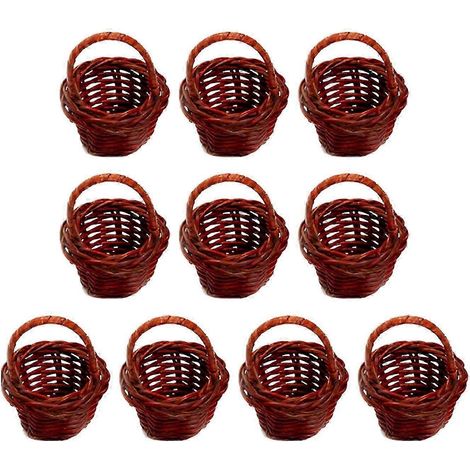 10 petits paniers décoratifs en rotin tressé, légers, pour bonbons-Coffee (1/5)