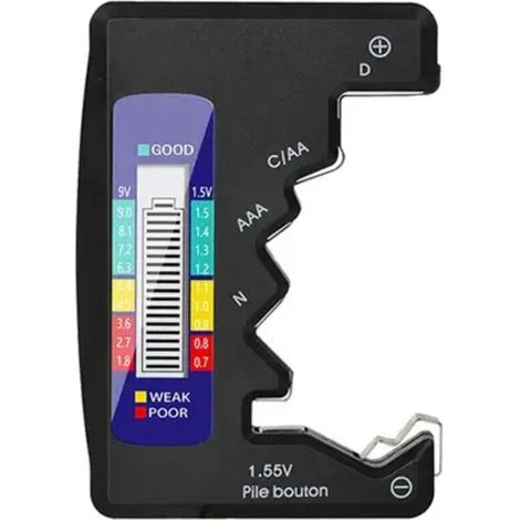Testeur de batterie numérique affichage LCD AA/AAA/9V/1.5V pile bouton capacité de la batterie détecteur de vérification capacité outil de Diagnostic noir (1/5)