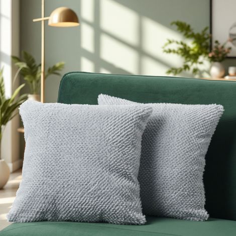 Paco Home Kissenbezug 2er Set Deko Wohnzimmer Sofakissen Bezug Couchkissen Kissenhülle 2pcs-Set, Grau