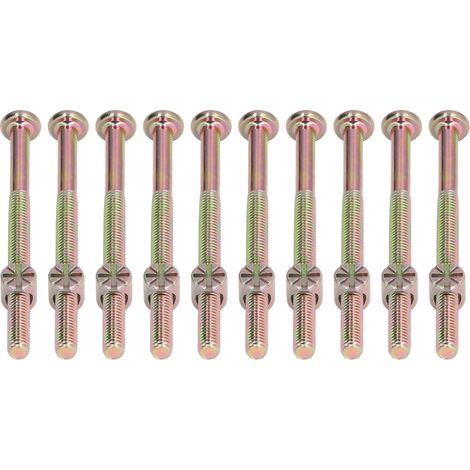 Jeu de 10 vis à tête cylindrique hexagonale M6 en acier inoxydable galvanisé, 80mm, pour fixation de lit bébé et mobilier, kit de visserie robuste. (1/5)