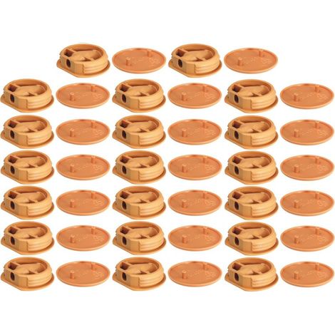 Conector de montaje color beige con tapa de plástico – 20 unidades – Para construcciones ligeras – Tapa redonda color beige RAL 1011 – Diámetro: 30 mm (1/4)