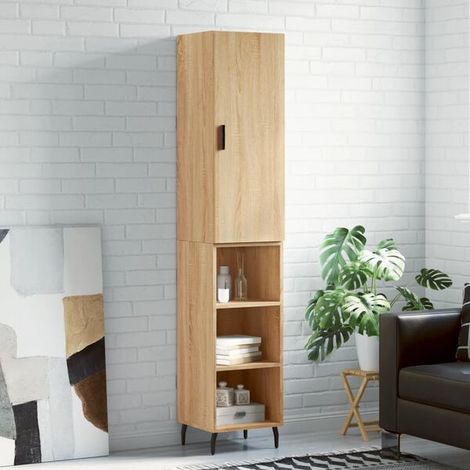 Buffet de Rangement haut Chêne sonoma 34,5x34x180 cm Bois d'Ingénierie, Design Moderne, pour salon et salle à manger (1/5)