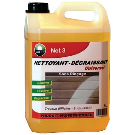 Dalep – Nettoyant dégraissant universel NET 3 sans rinçage – Bidon 5L pour dégraissage industriel – Compatible tous supports – 405005