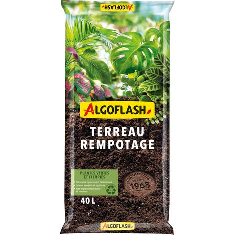 Terreau Rempotage Plantes Vertes et Plantes Fleuries 40L