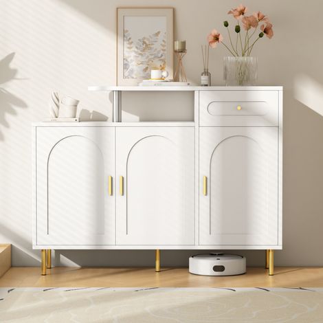 meuble rangement buffet 3 portes 1 tiroir 120 cm OKMYHOME (1/5)