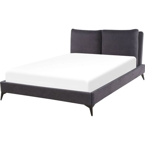 Cama con somier de chenilla gris oscuro 140 x 200 cm base de listones doble moderno Melle