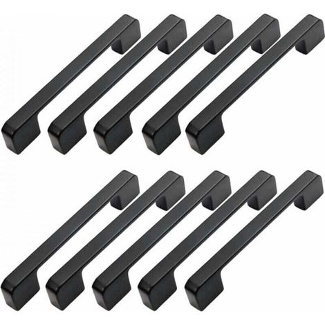 10pcs Poignée Meuble Entraxe 128mm-Poignée Porte Cuisine Noire Poignee Barre Meuble Poignee De Cuisine Noire 128mm (1/4)