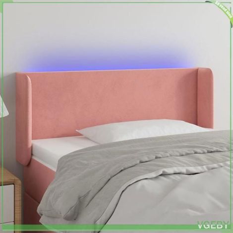 Tête de lit - FAF7291712408809 - Velours rose - LED intégrée 55 cm - Hauteur réglable (1/5)