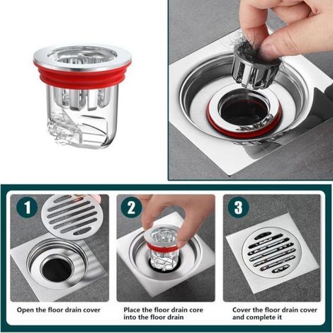 Clapet Anti-Odeur - Vanne Magnétique Automatique pour Siphon Sol - Diamètre 3,2 à 4,4 cm Profondeur 4,6 cm - Lot de 4 (1/4)