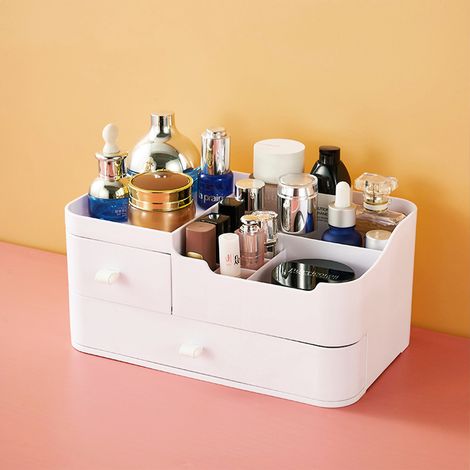 White Plastic Desktop Makeup Storage Organiser (1/2)