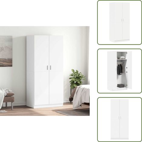 Garde-robe Blanc 80x52x180 cm Bois d’ingénierie - Garderobe Blanche - Meuble Rangement - Placard Blanc - Dressing Moderne - Armoire Design (1/5)