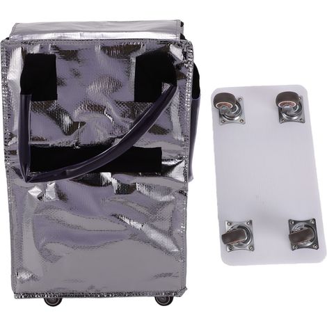Chariot de courses pliable en tissu à roues portable haute capacité de charge pour camping extérieur, centre commercial argent (1/5)