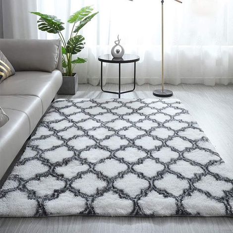 Freosen – Weicher, rechteckiger Teppich 160 x 230 cm, weiß – Langflorteppich für Wohn- und Schlafzimmer – Schadstofffreies und rutschfestes Material (1/5)