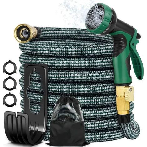 Tuyau D'arrosage Extensible de 30 m/100FT Avec 8 Buses, Tuyau D'arrosage pour Irrigation, Laver la Voiture, avec Sac de (1/4)