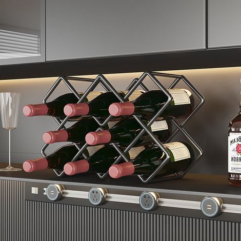 Porte - bouteille en métal losange noir pour cave à vin Kitchen Bar (1/2)