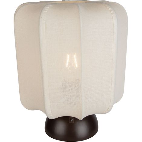 QAZQA Lampada da tavolo con paralume nori - Japandi - Tessuto,Alluminio - Beige/Bronzo - Tondo Max. 1 x Watt