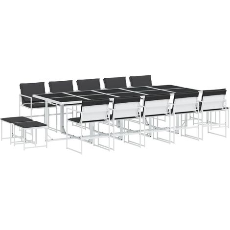 Maison Exclusive - Set da Pranzo da Giardino 15 pz con Cuscini Bianco in Textilene