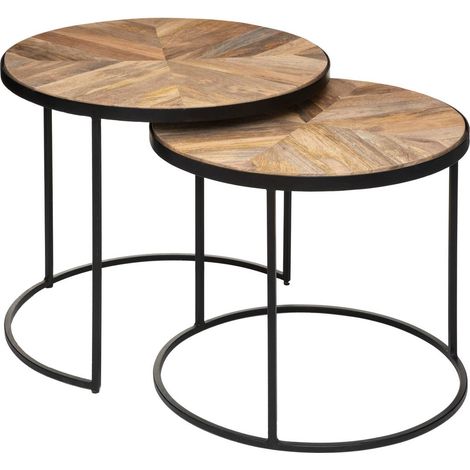 Kaffeetische-Set BASILE, Tischplatten aus Holz (1/7)