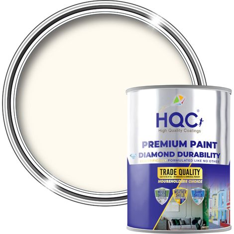 HQC Masonry Paint -  Weatherproof & Long-lasting Protection For All Exterior Walls - White - 2.5L