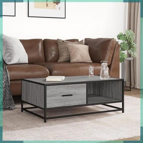 Table basse - 848757 - sonoma gris - bois d'ingénierie & métal - 90 x 57 x 35 cm (1/5)