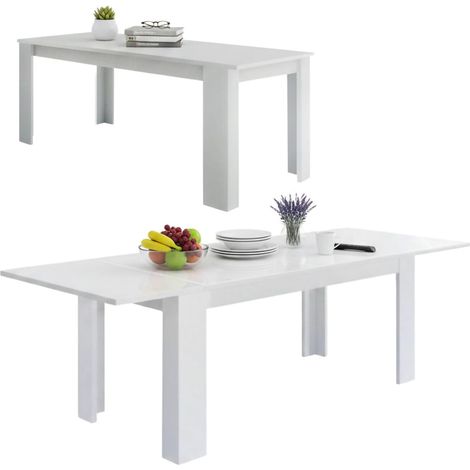 Dmora - Mesa Extensible Dkofle, Consola extensible hasta 10 plazas Consola extensible 100% Made in Italy cm 140/190x90h75 Alerce blanco brillo