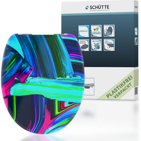 SCHÜTTE WC-Sitz aus Duroplast mit Absenkautomatik Toilettendeckel mit Motiv Klodeckel Grafisch Kunst 82191 (1/5)