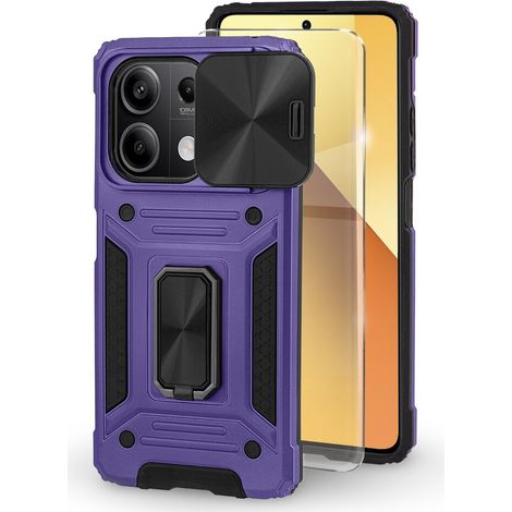 Custodia protettiva rinforzata per Xiaomi Redmi Note 13 5G, CamShield Slide, viola + vetro temperato 9H (1/5)