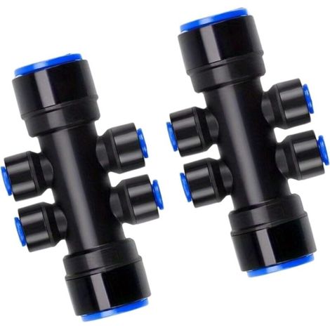 Répartiteur d'irrigation goutte à goutte à 6 voies 6 voies 6,35 mm - Contrôle du débit d'eau - Raccord rapide - Tuyau de poussée d'eau - Accessoires d'irrigation pour la maison et le jardinage (1/4)