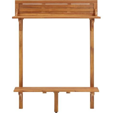 INLIFE Table de bar de balcon 90x37x122,5 cm Bois d'acacia massif (1/5)