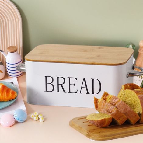 Boîte À Pain Étanche - Contenant De Stockage Alimentaire En Métal Avec Couvercle En Bois - Pour Cuisine Et Restaurant - 13,5 X 30,3 X 18,3 Cm - 1 Pièce (1/5)