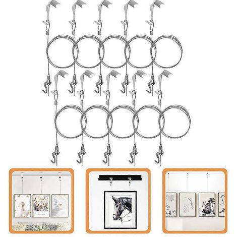 Kit d'affichage pour cadres robustes réglables, kit de suspension pour tableaux, fil pour cadres photo, rails pour tableaux, fils pour cadres photo (1/5)