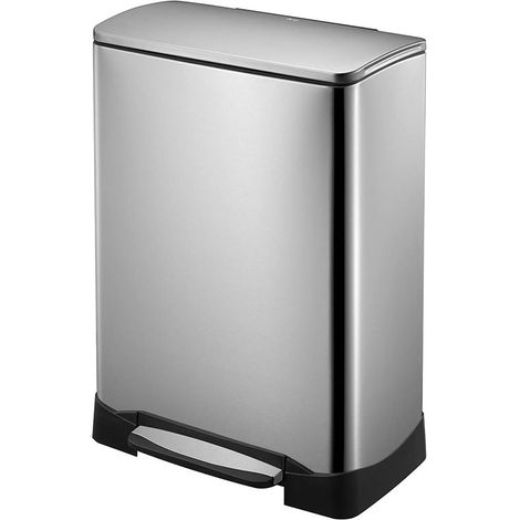 EKO - Poubelle à pédale tri sélectif Neo-Cube 28+18 litres - Stainless Steel   - inox mat