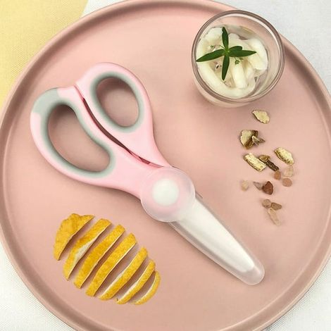 Tragbare Keramik-Küchenschere, Lebensmittelschere, Küchenhelfer, Fleischwolf, multifunktionale Lebensmittelschere – Rosa