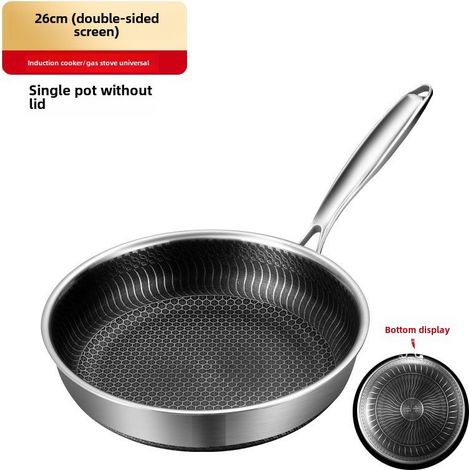 Sartén antiadherente de acero inoxidable 316, de doble cara con diseño de panal, sin humo (26 cm) (1/5)