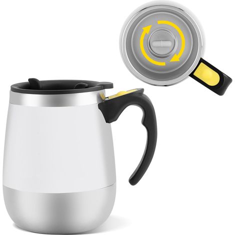 Elektrischer Edelstahl-Selbstmischbecher mit Magnetrührfunktion, Kaffeetasse, weiß (1/5)