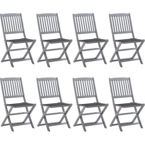 Lot de 8 Chaises de jardin et de camping pliables, Chaises de relaxation, avec coussins Bois d'acacia OIB8723E (1/5)