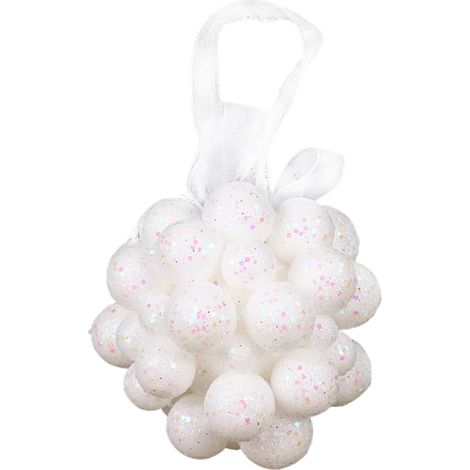 Ej.Life Weihnachtskugeln aus dreidimensionalem Schaumstoff, bestreut mit glänzendem Goldpulver, Weihnachtskugeln, Einkaufszentren, Dekorationszubehör für den Weihnachtsbaum zu Hause – Weiß 6 cm (1/5)