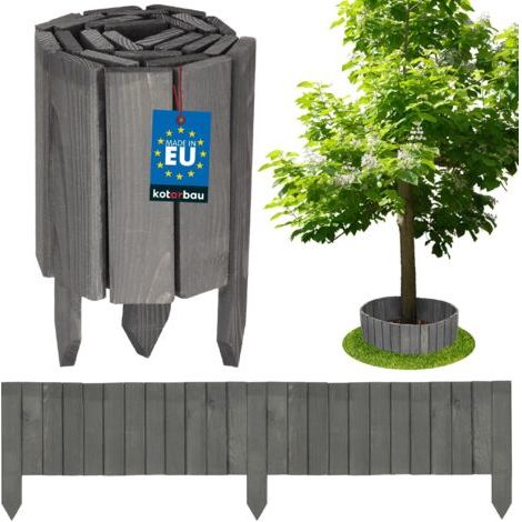 Bordure Jardin Exterieur Bois - 110 x 20 cm - Cloture Bois Jardin - Antracite- Palissade Flexible - Décoration Jardin-NANOTEH (1/5)
