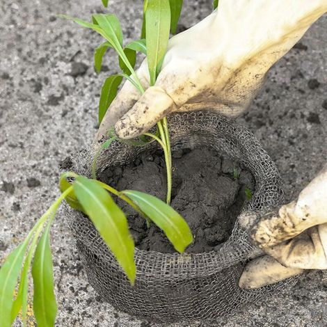 Lot de 12 paniers de Protection Contre Les Racines en Acier Inoxydable avec Filet de Protection Contre Les Racines et Paire de Gants pour protéger Les Plantes, Les Racines des Arbres, Les graines (1/4)