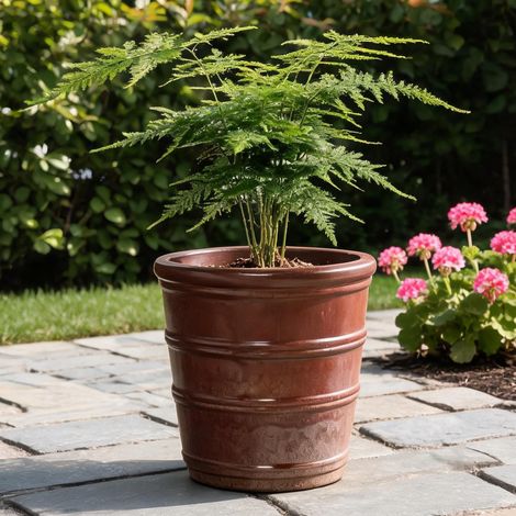 Cache-pot en céramique rouge brun Ø 24 cm 24 x 24 x 25,5 cm (1/5)