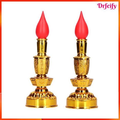 Lampe À Bougie - Lotus - LED Rouge - Alimentation Batterie Ou Secteur - Pour Intérieur - Lot De 2 (1/5)