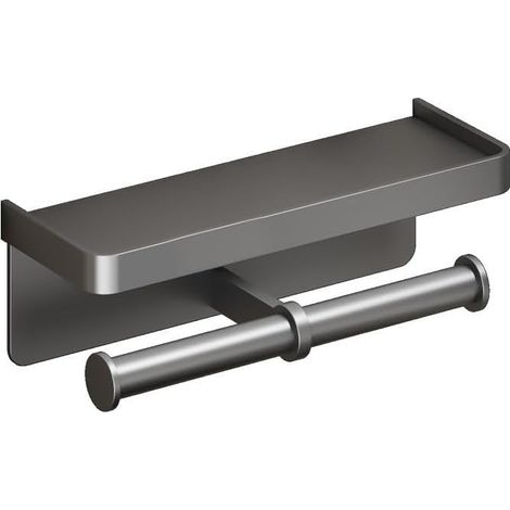 Distributeur de papier essuie-tout noir mat avec étagère, rouleau (1/5)