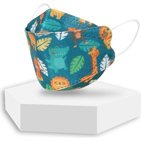 KF94-Kindermasken, KN95-Masken, Schutzmasken, Einweg-KF94-Masken mit Cartoon-Motiven – 100 Stück – Dunkelgrün (1/5)