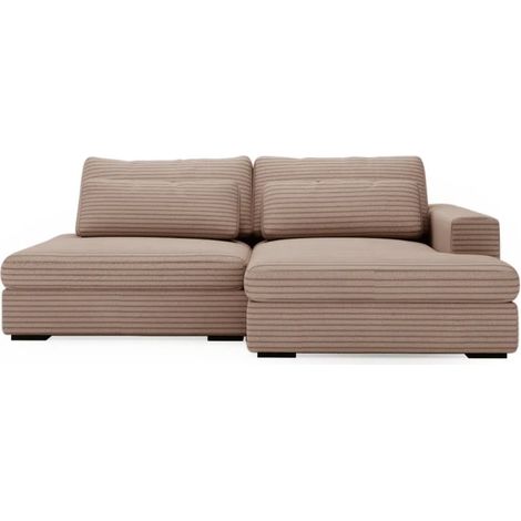 MEUBLER DESIGN Canapé D'angle Convertible Grande Méridienne Margo - Angle - Droit, Couleur - Velours Côtelé Marron, Style ,  x  x  cm (1/5)